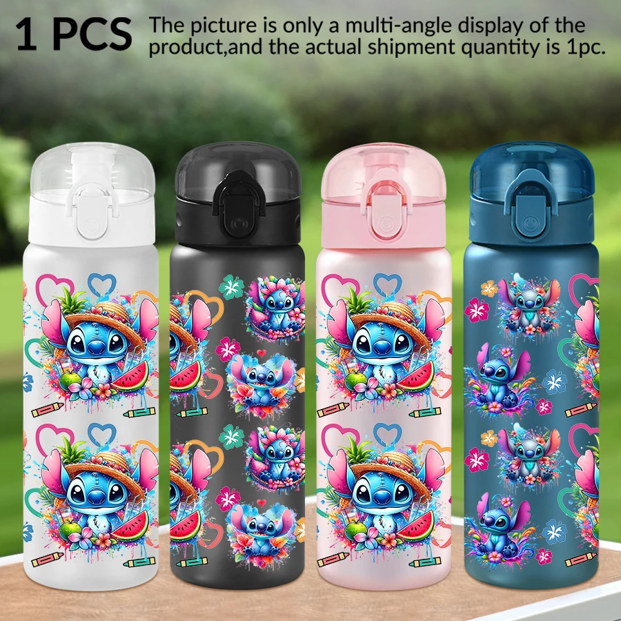 

1 шт., пластиковая бутылка для воды Disney, стежка, цветочный узор, 26 унций, чашка для воды для занятий спортом на открытом воздухе, подарок на день рождения/выпуск