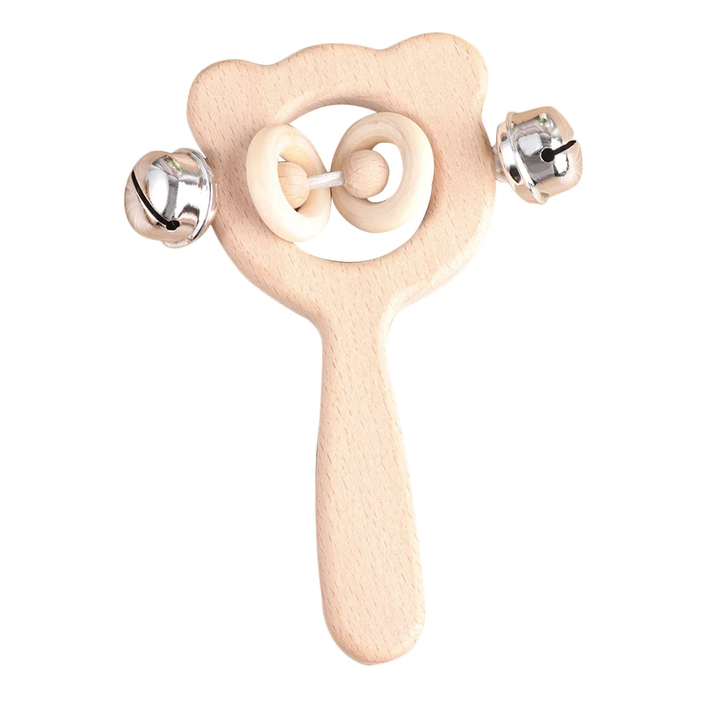 Baby Wooden Multi-Functional Wooden Hand Bell Reliable Teething Shaking Infant Shaking