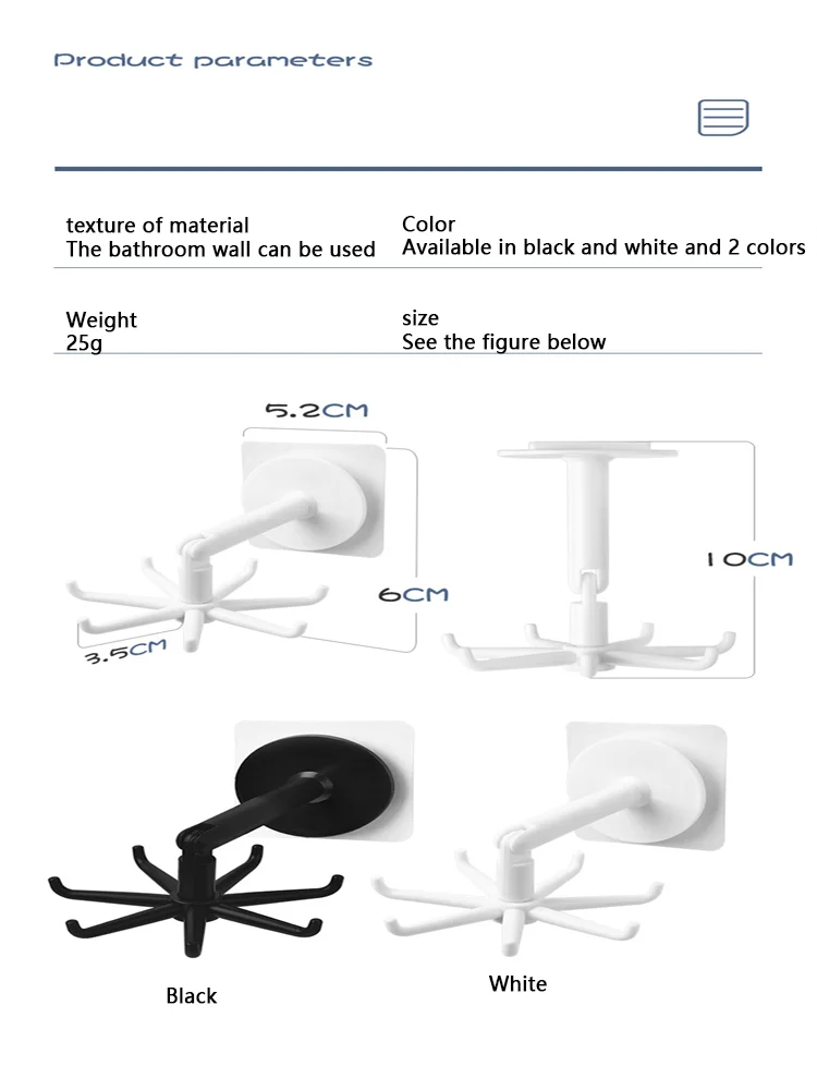 Universal Hooks 360-degree Rotatable Rack Storage Hooks Kitchen Bathroom Bath Towel Rack Multi-Purpose Punch-free Organizer Hook