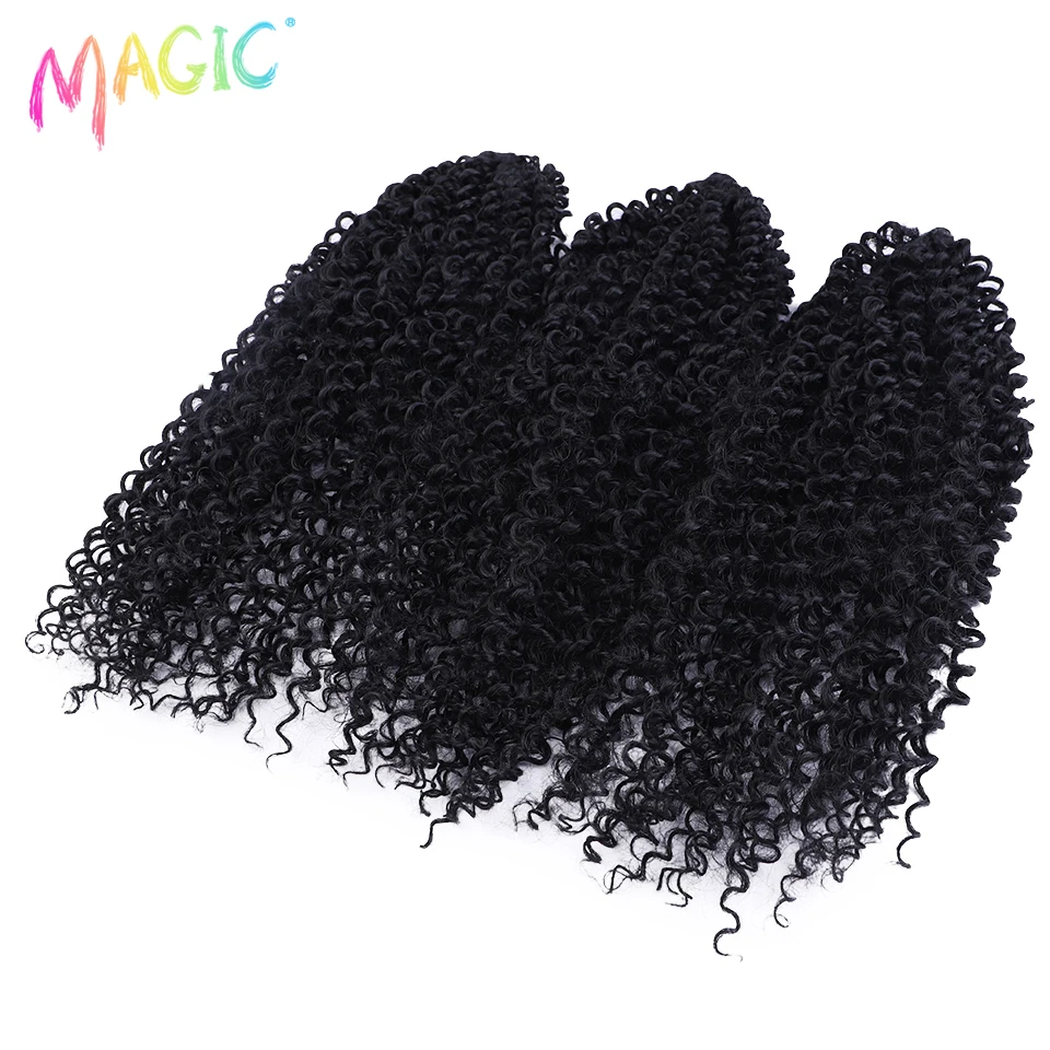 Magic Crochet Hair Afro Kinky Curly Braiding Hair Synthetic Crochet Hair 18 Inch Ombre Brown Passion Twist Hair Extensions