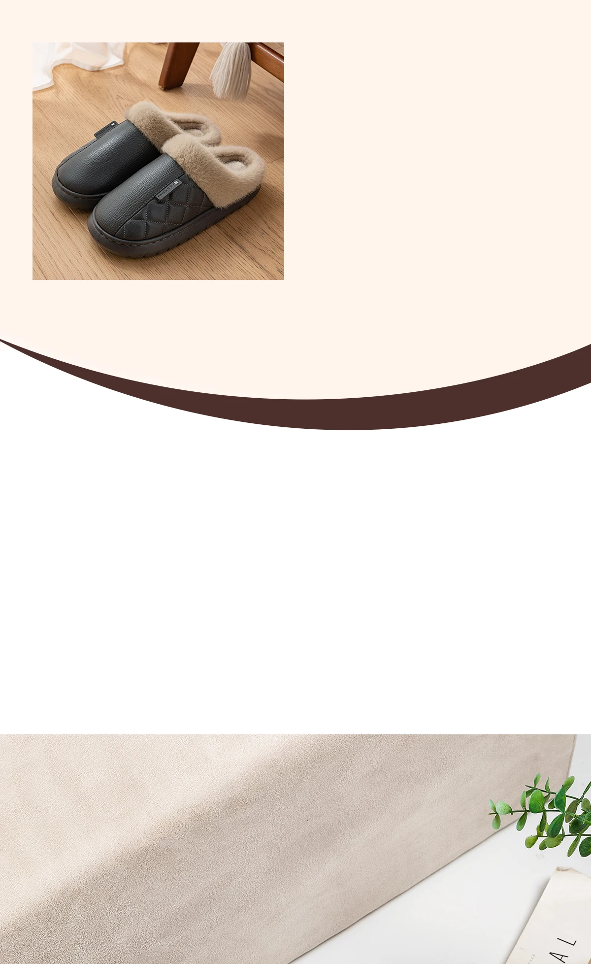 Damen Winter Plüsch-Hausschuhe mit Dicker Plattform, PU-Wasserdicht, Warme Plüsch-Hausschuhe mit Fellkragen, Rutschfeste Indoor-Hausschuhe für Paare – Detail 10