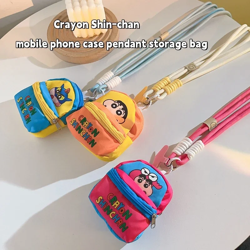 

Сумка для хранения монет Crayon Shin-chan с подвеской для мобильного телефона и длинной веревкой, которую можно носить через плечо при выход Компактная и портативная