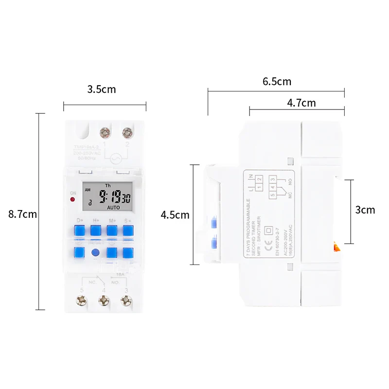 1 Second Interval 16A Load 220V 250V AC Programmable Digital Timer Switch Relay Control Time 7 Days Auto ON OFF Din Rail Mounted