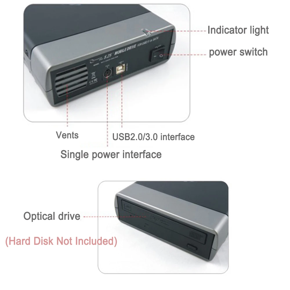 Imagem -06 - Caixa de Gabinete do Disco Rígido Externo 16 Velocidade Recording Ssd Hdd Disk Box 5.25 Usb 3.0 2.0 para Sata 8tb