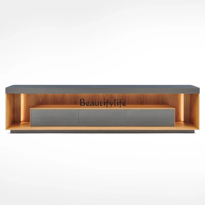 

ls 18 TV cabinet modern simple living room light luxury high sense floor storage locker integrated