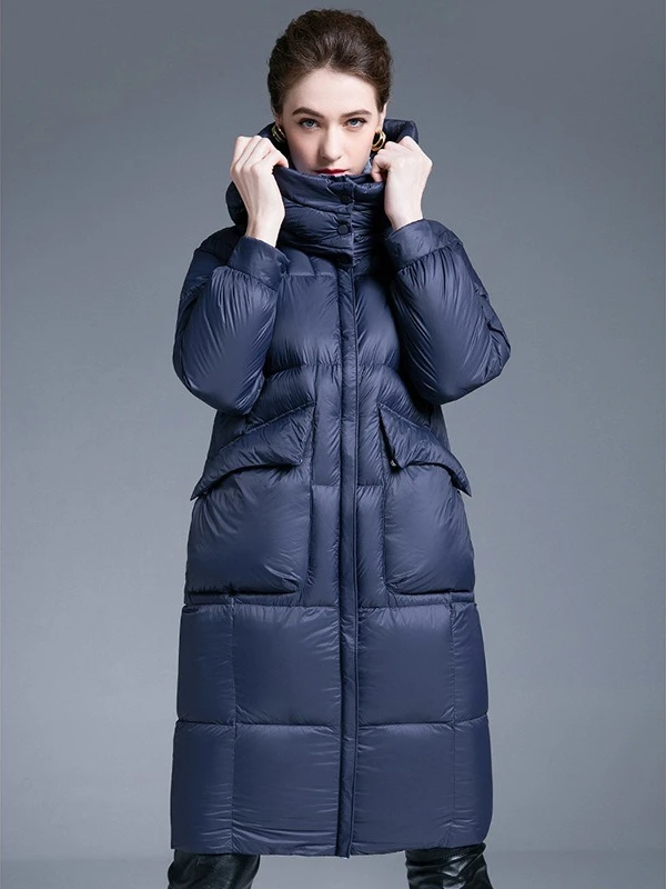 

2025 European Winter New Women's Down Jacket Commuter Windproof Hooded Down Jacket