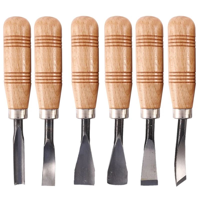 

LICG 6Pcs Woodcut Knife Wood Carving Chisel Set Chip Detail Carving Chisels Kit Rust-Proof Wood Carpenter Hand Tools For Working