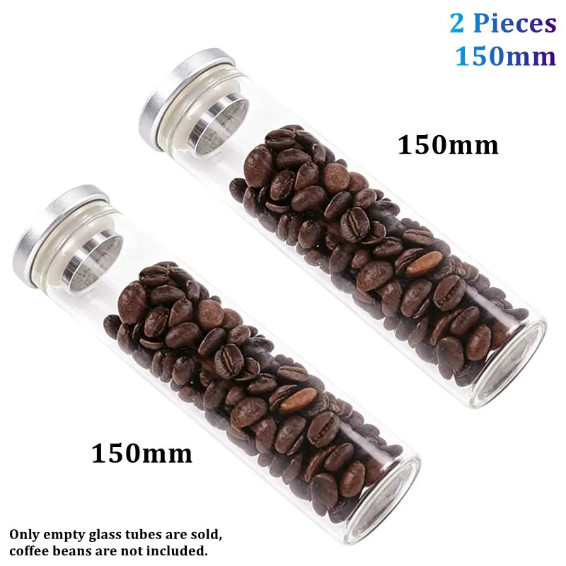 150mm 120mm Coffee Beans Storage Tube Display Glass Bottle with Metal Cap One Way Exhaust Valve Coffee Bean Container Sealed Jar