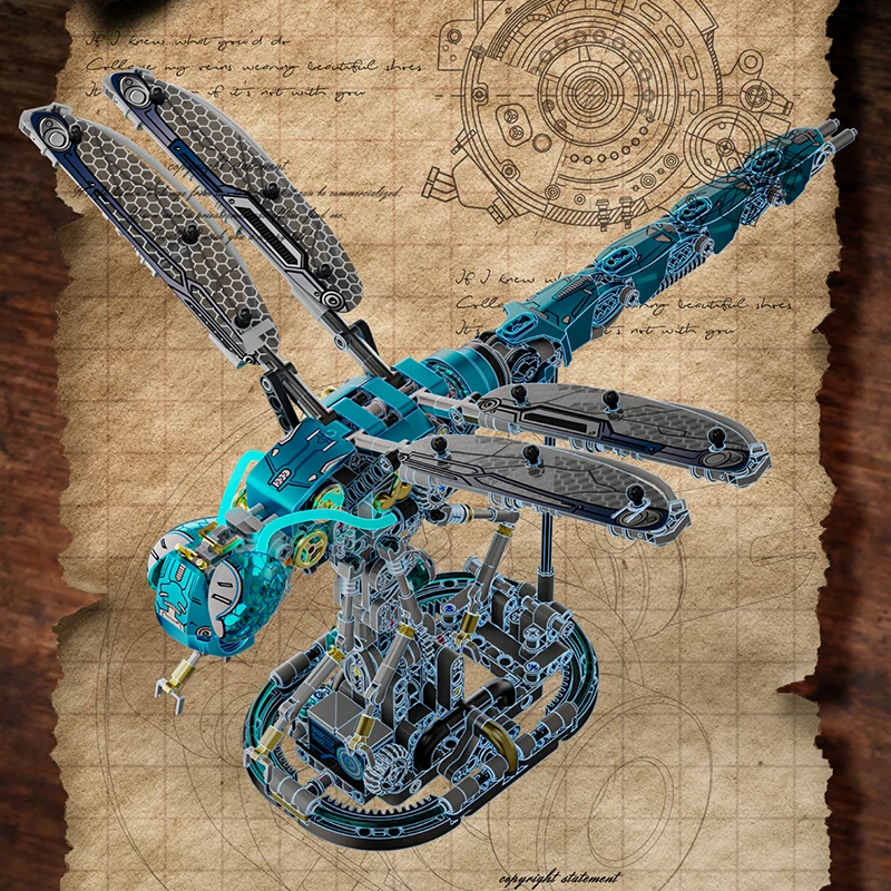 Mechanical Dragonfly Building Blocks Kit - Movable Wings, STEM DIY Creative Toy for Adults/Kids, 3D Puzzle Gift
