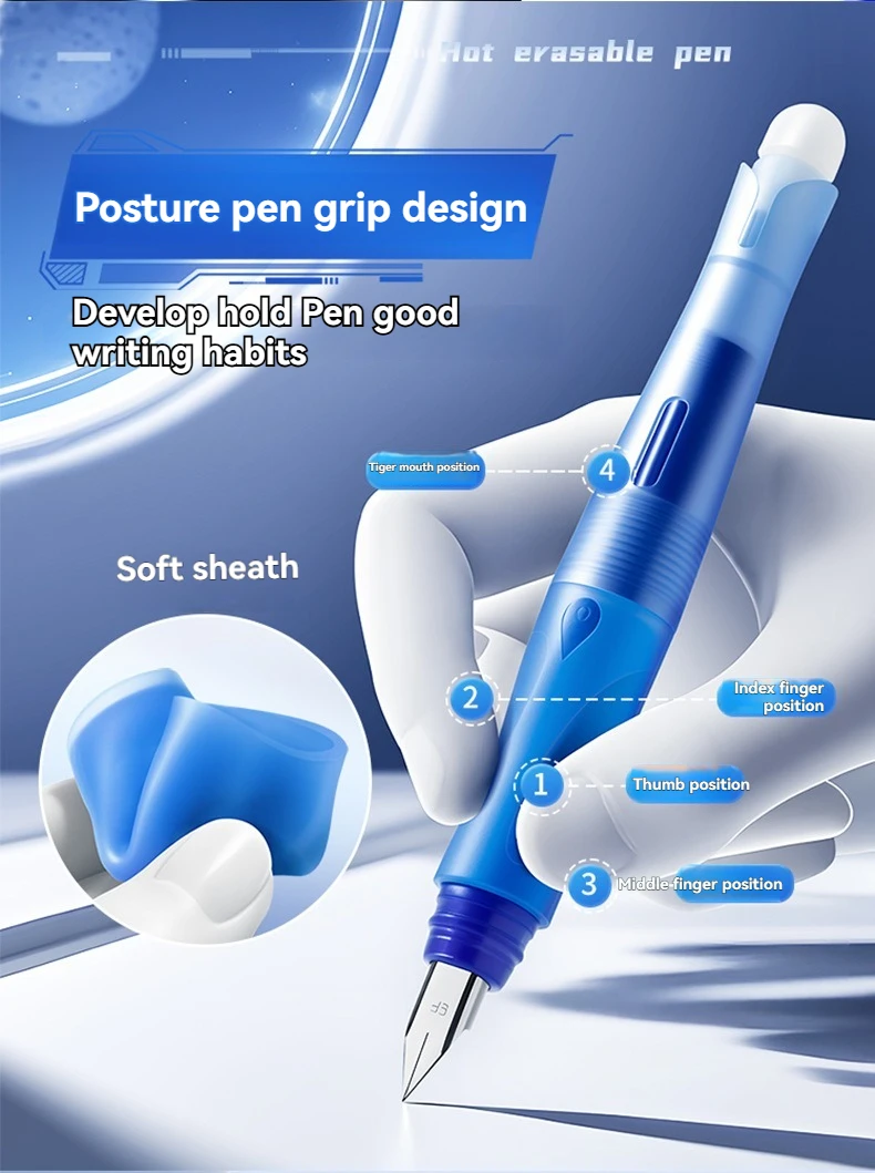 1 Stück Gelstift mit Heißradierer für Anfänger, Austauschbare Tintenpatrone, Sportstift, Schul-Kalligrafie-Gelstift, Radierbarer Stift – Detail 1