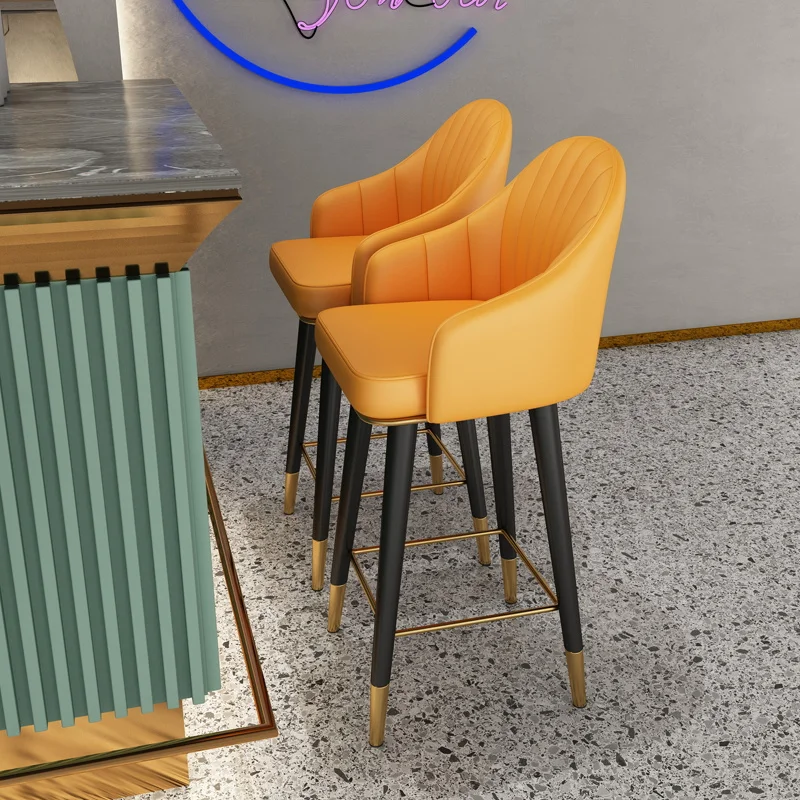 Light Luxury Bar Stools Swivel Counter Height Chairs with Backrest Modern Simple Reception Stools Retro Pub Seating for Kitchen
