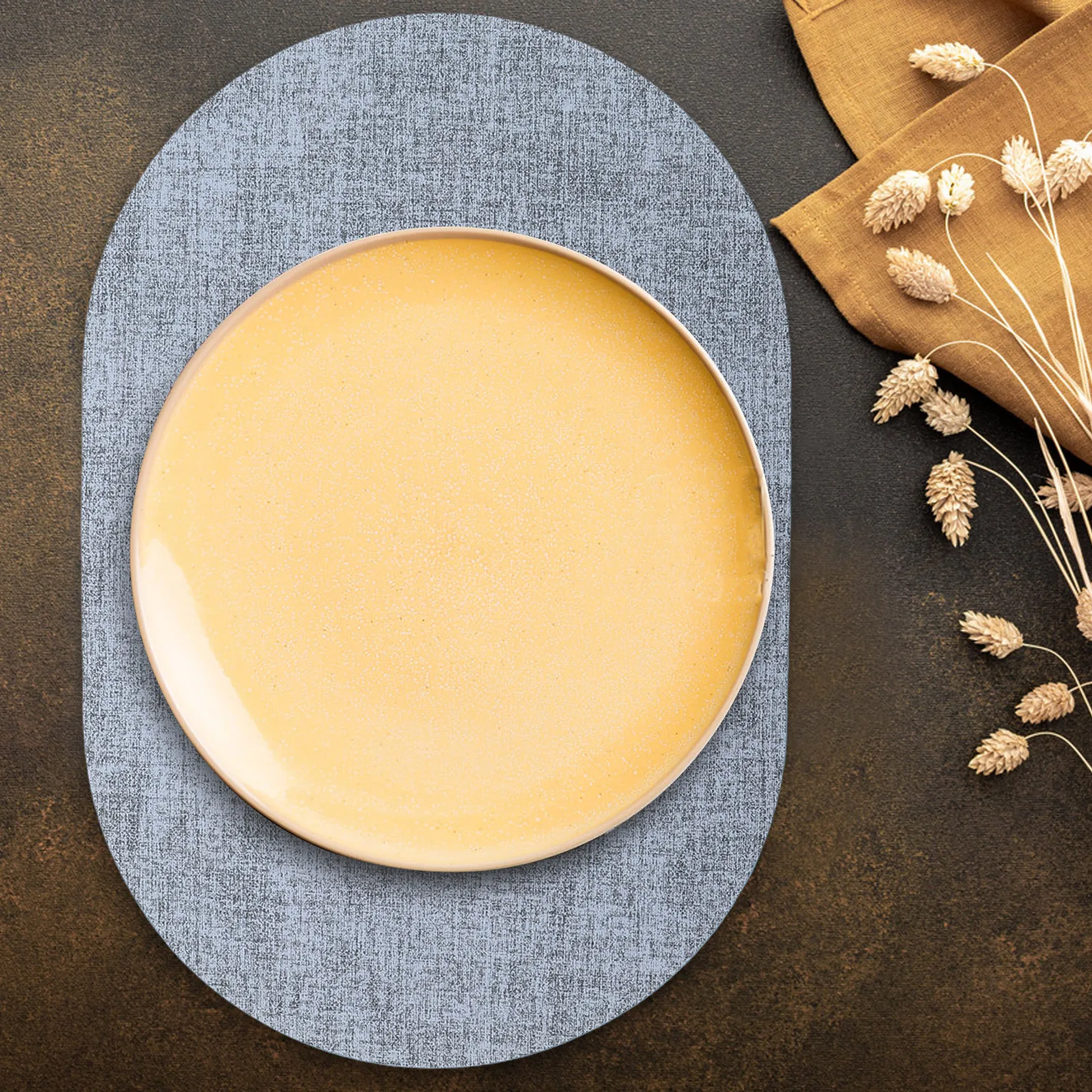 

6 pcs Faux Dining Mats Heat Resistant Placemats Washable Wipeable Elegant Design Protector Pad For Wedding Coffee Shop