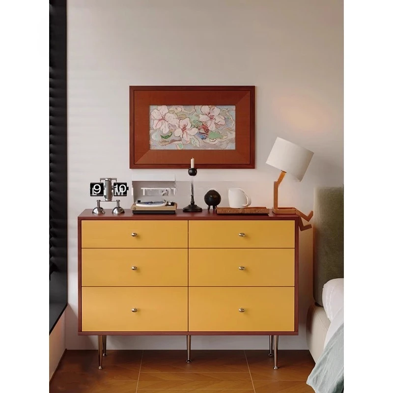 

Solid wood six-chest cabinet, cherry wood medieval storage, drawer cabinet, bedroom, bedside cabinet, living room