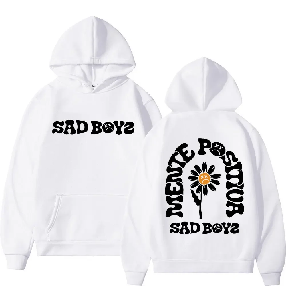 Singer Junior H Sad Boys Positive Mind Funny Print Hooded Men Women Y2k Hoodies Oversized Sweatshirt Hip Hop Unisex Streetwear