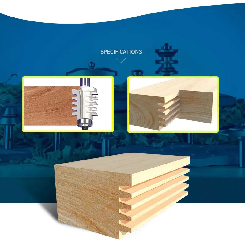 HUHAO 1/2 inch Shank Milling Cutter Adjustable Finger Joint Router Bit Rail Reversible Finger Joint Glue Router Bit Tenon Cutter