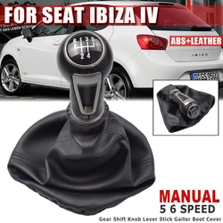 Car Gear Shift Knob Lever Stick Gaiter Boot Cover Collar Leather For SEAT IBIZA IV