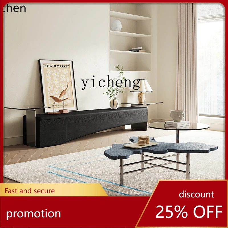 

HXL Home Solid Wood Black Ash Wood TV Wall Cabinet