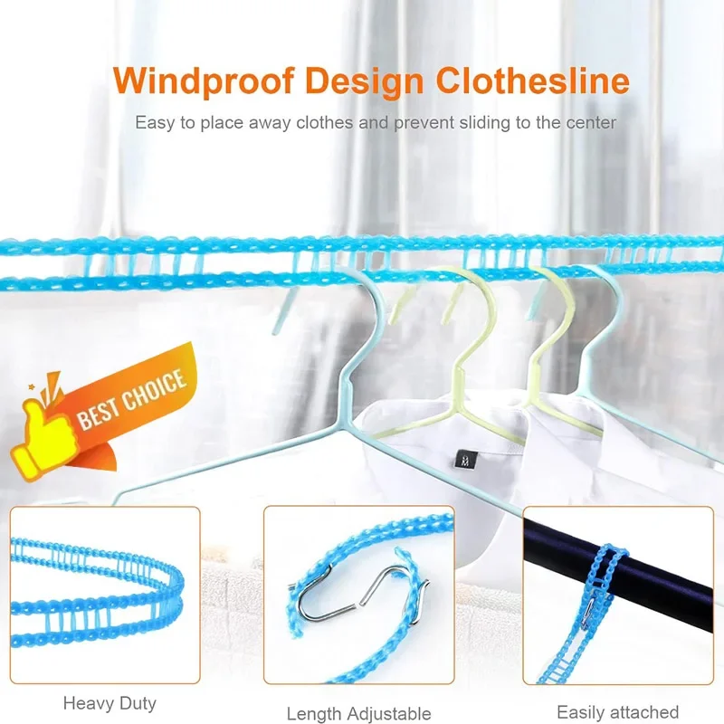 New Portable Clotheslines 3/5M Windproof Nylon Clothes Line Rope Fence-Type Clothesline Drying Quilt Rope Clothesline Outdoor