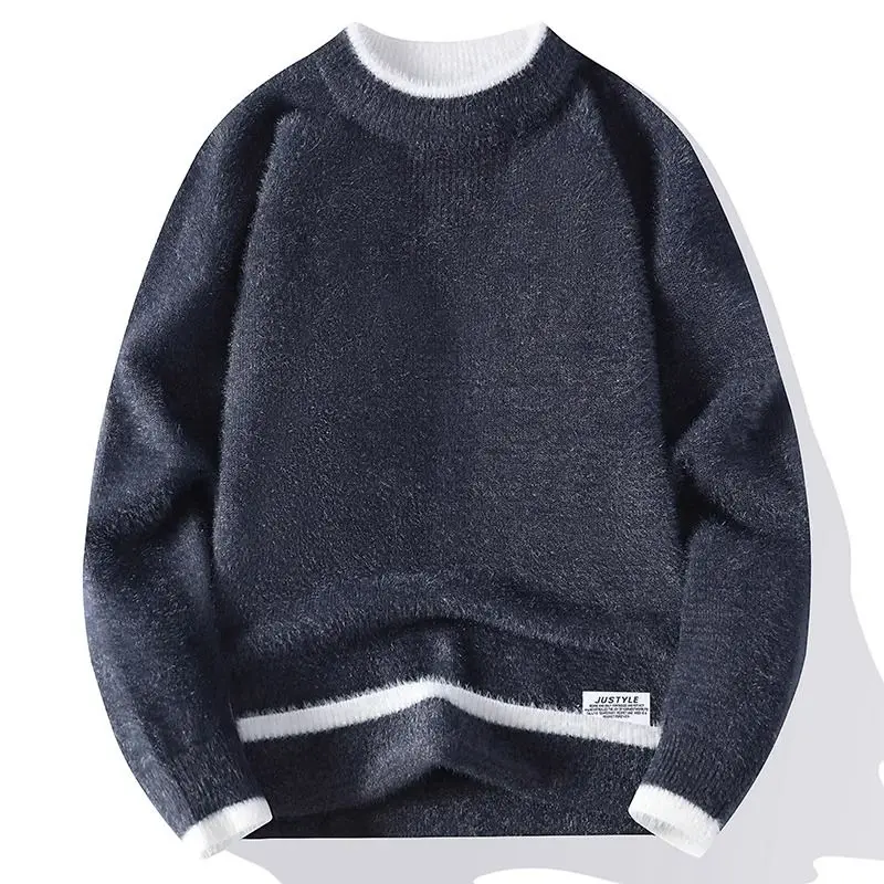 Fashion O-Neck Spliced Solid Color All-match Sweaters Men's Clothing 2024 Autumn Winter New Loose Casual Pullovers Korean Tops