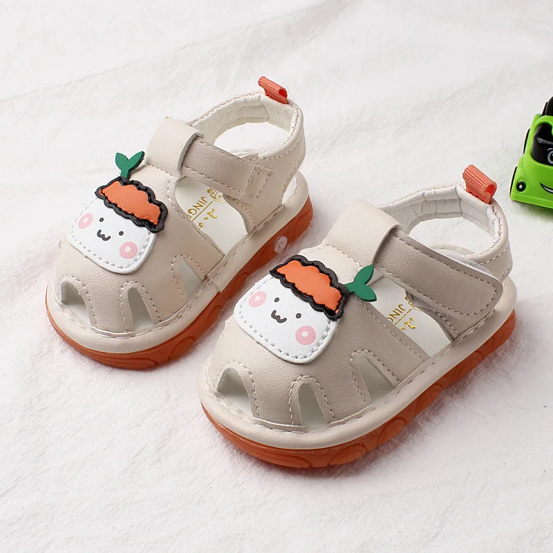 Zomer Nieuwe Fluitje Jongens Sandals0-1-2Year-Old Runderpeesbodem Piepende Schoenen Baby Meisje Peuter Schoenen