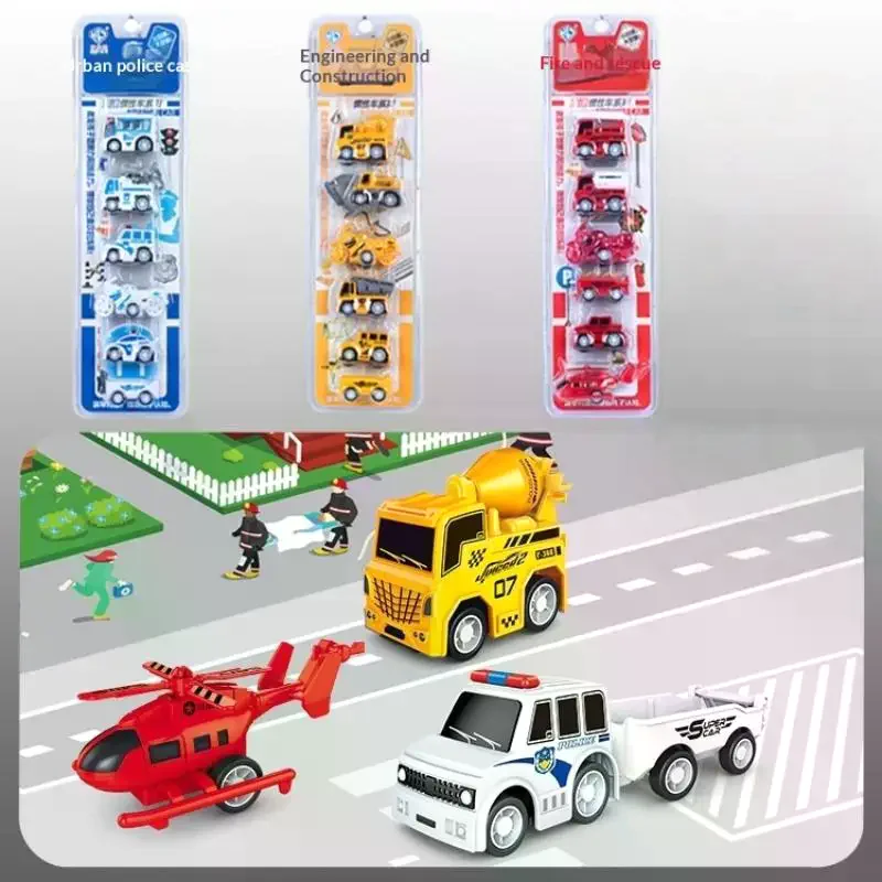 

1 Set Urban Transportation Vehicle Pull Back Car Toys Plastic Engineering Construction Fire Truck Model Toy Children Gifts