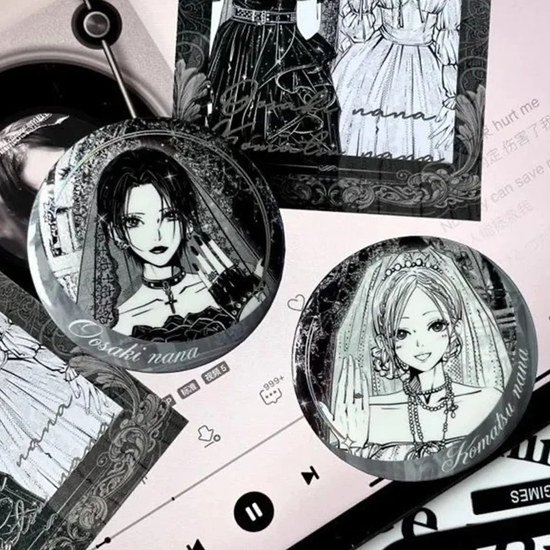 Japanese Anime Girls Oosaki Nana Brooches Badge Round Tinplate Badge for Backpack Hat Clothes Lapel Pins For Fans Christmas Gift