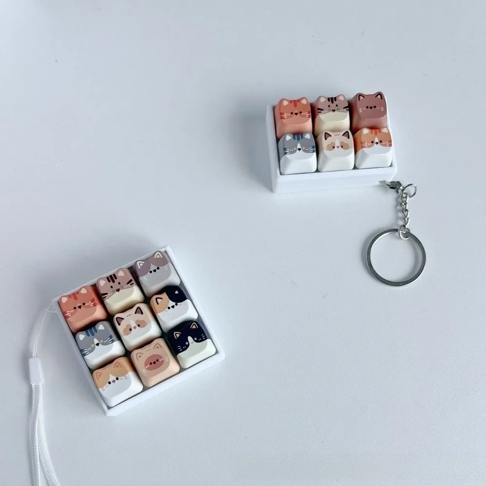 2/3/4/6/9 Keys Anti-stress Pendant Mechanical Keycap Stress Relief Clicker Finger Button Keyboard Calming Keychain Keys