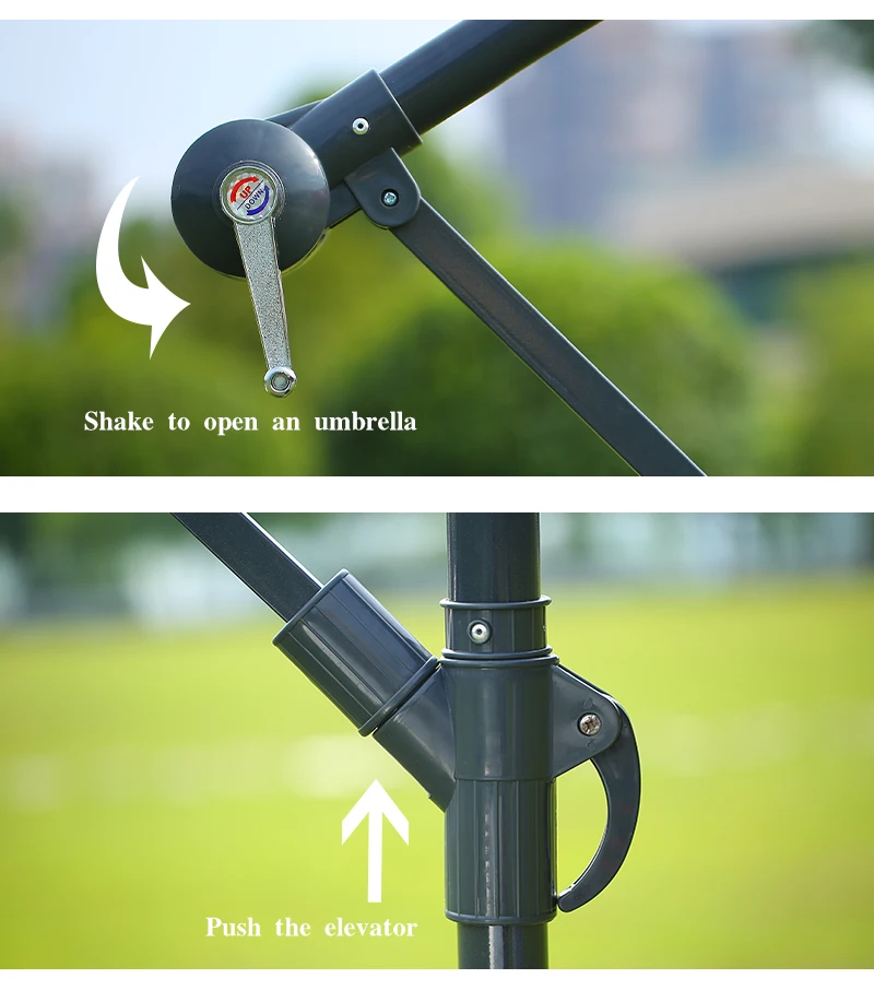 Top Sales Outdoor Aluminum Garden Furniture Parasol Sunshade round Solar Hanging Umbrella for Beach Banana Style