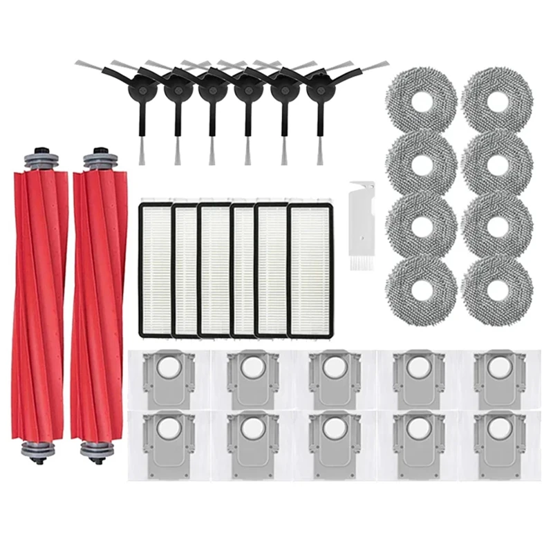

A24F-For Roborock Q Revo / P10 A7400RR Robot Vacuums Cleaner Main Side Brush Hepa Filter Mop Cloth Dust Bags Spare Parts