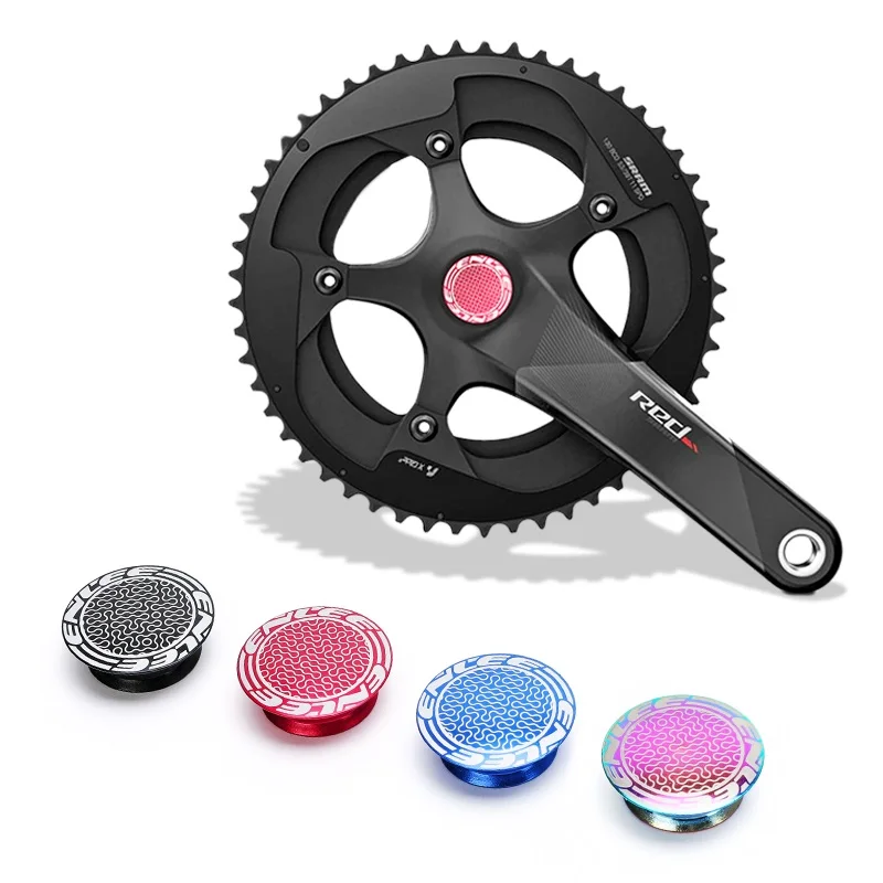 ENLEE-Mountain Bike Crank Dust Cover, EIEIO Oco Integrado Chainwheel, Tampa De Liga De Alumínio Para Peças De Bicicleta Shimano Road