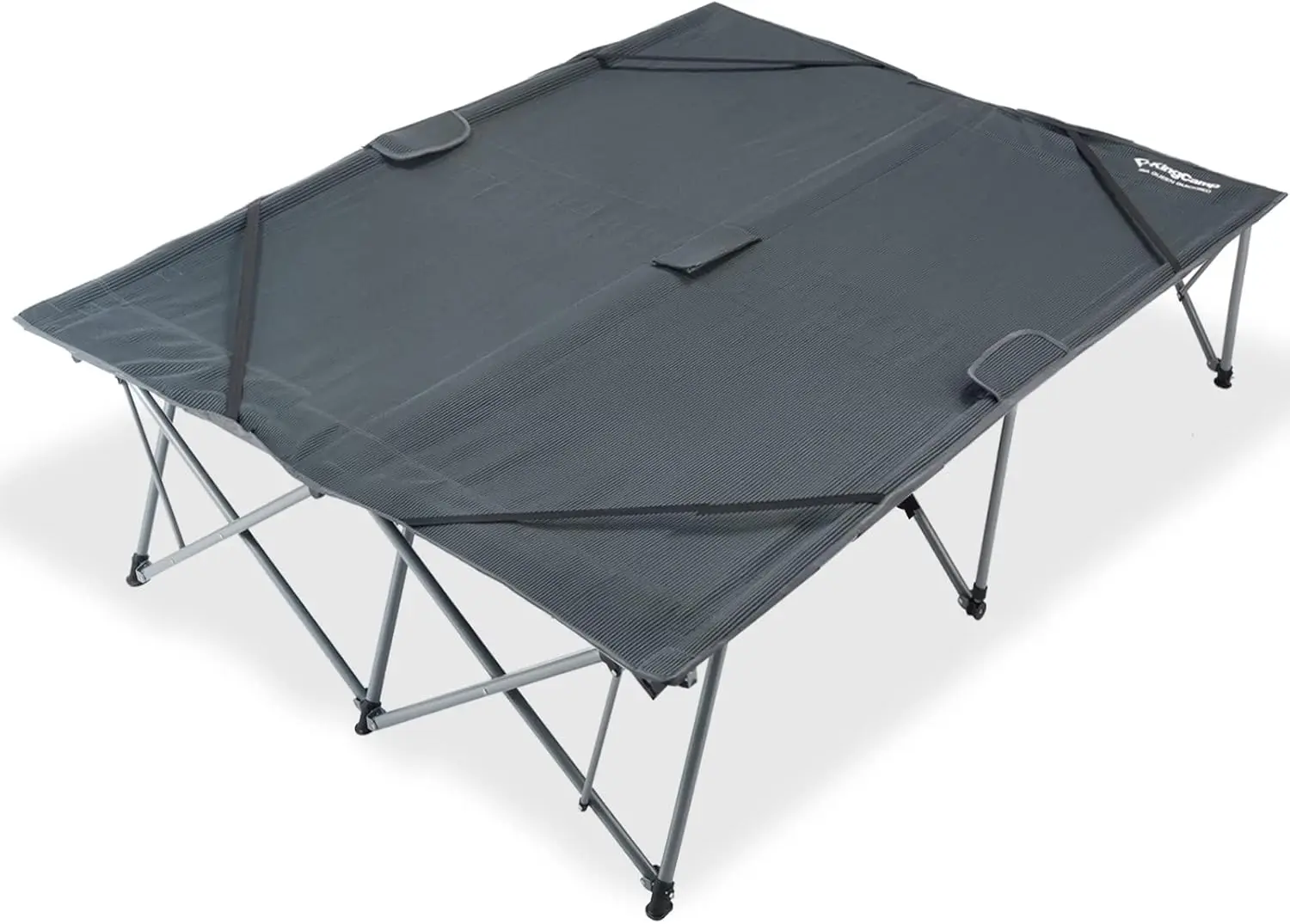 Folding Camping Cot Adjustable Heavy Duty Outdoor Oversized Adult Wide, 84.6''x 55.1''x18.9'', Grey-double