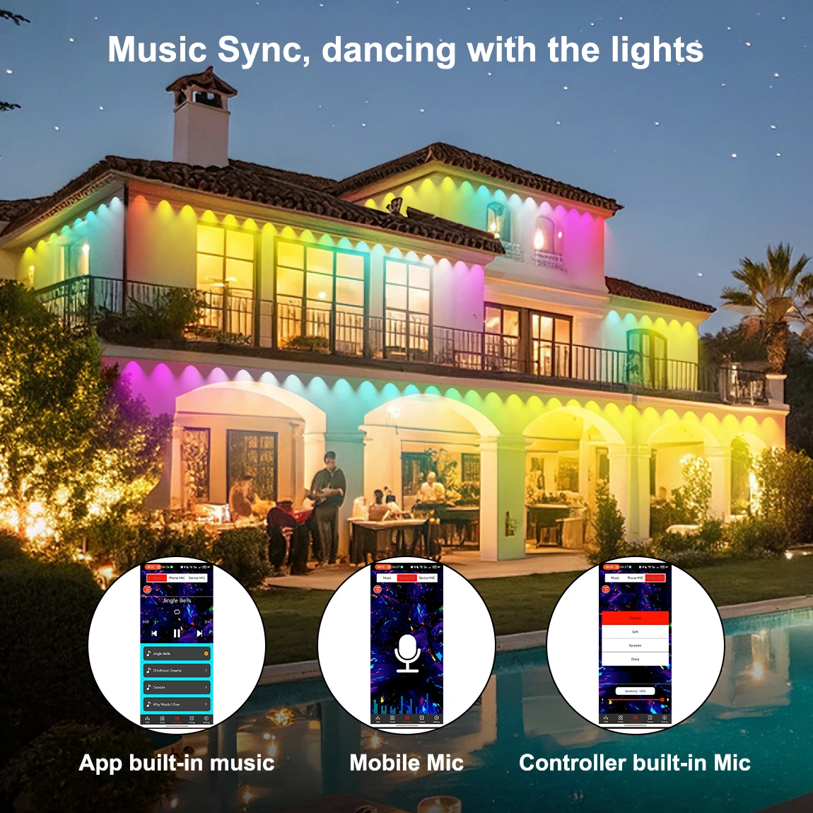 60 متر 100LED ضوء خارجي دائم هالوين الطنف ضوء مع التحكم عن بعد APP أليكسا جوجل مساعد لعيد الميلاد ديكور المنزل #2