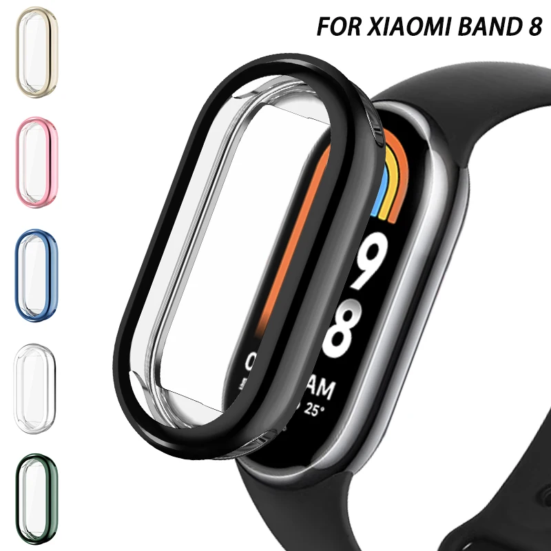 Protetor de tela caso capa para xiaomi mi banda 8 cobertura completa pára-choques macio tpu capa protetora para mi banda 8 acessórios