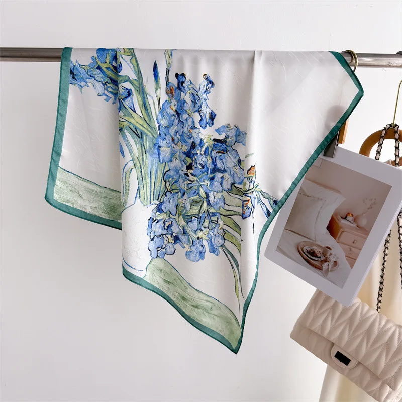 

Luxury Flower Printed Scarves Women's Silk Scarf Spring and Summer Floral Decorations Small Neckties Hairbands Bags Bandana