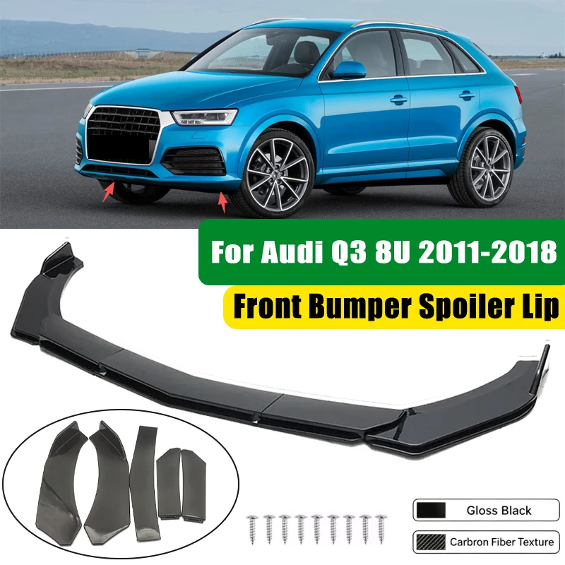 For Audi Q3 8U 2011-2018 5Pcs ABS Car Front Bumper Lip Spoiler Splitter Body Kit Canard Tuning Accessories
