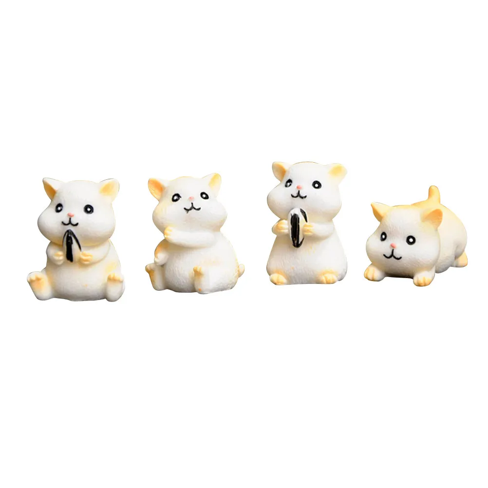 6Pcs Micro Landscape Ornament Set Resin Hamster Design for Fleshy Plant Pots Creative Home Decor Tiny Animal Figure Decoration