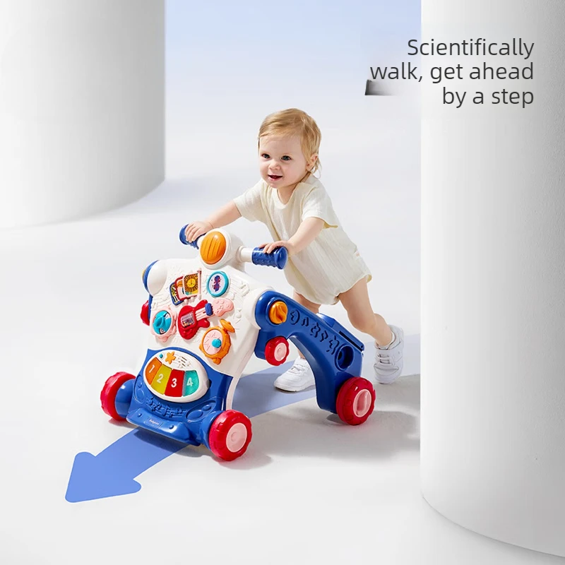 Adjustable Speed Baby Walker, Multi Function Balance Push Cart with HDPE Quiet Wheels for 9 Month Plus Toddler Home Walking Use