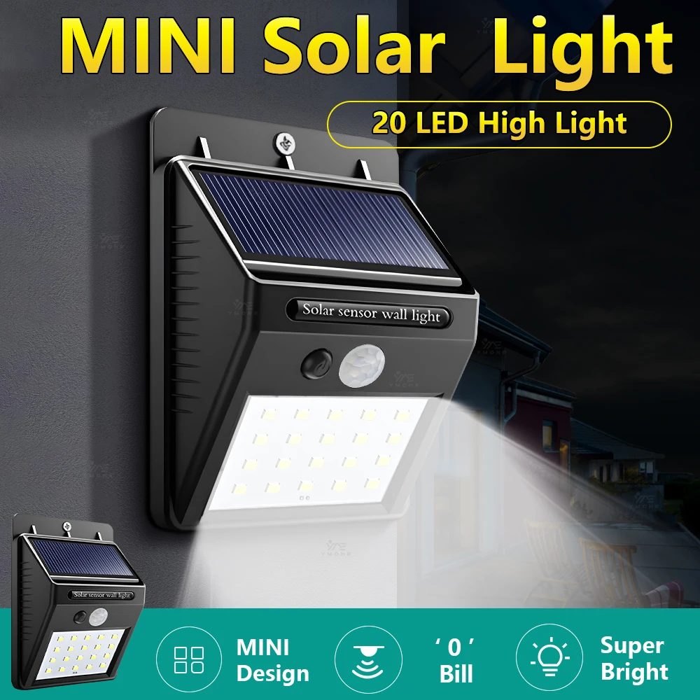 

20LED Mini Solar Energy Lamp Wall Lamp Light Perception Human Body Induction Door Light Outdoor Street Light 0 Power Consumption