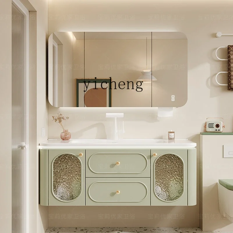 

TQQ Oak Paint Smart Bathroom Cabinet Toilet Ceramic Integrated Basin Combination Washbasin Washbasin Washstand