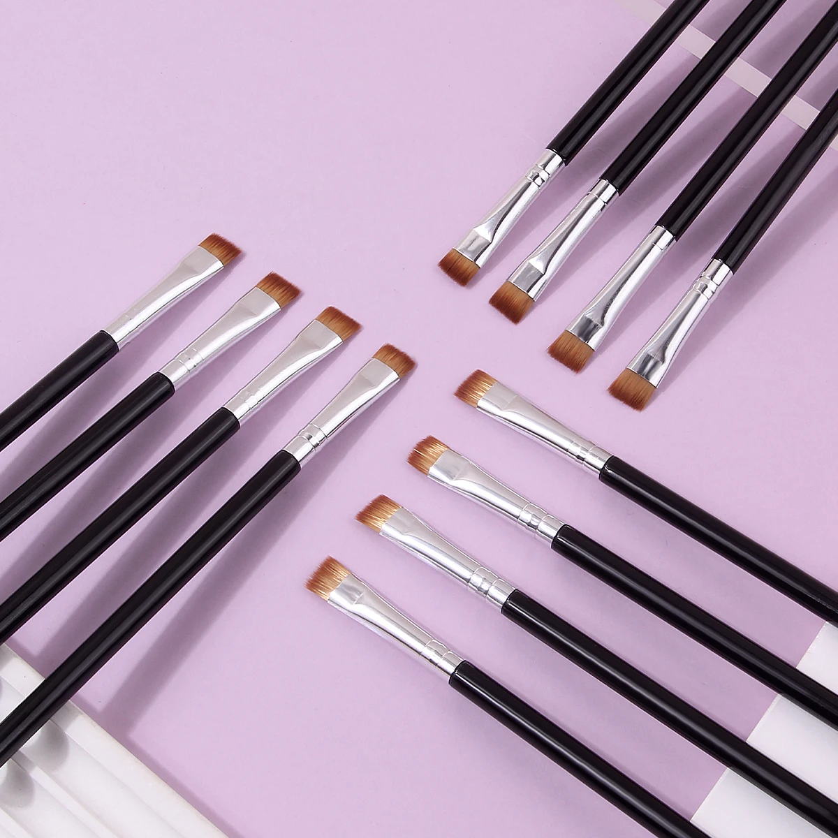 12 Stück weiche Augen-Make-up-Pinsel mit flachem Kopf, Eyeliner-Pinsel, Detailpinsel, Augenbrauenpinsel, multifunktionale Augen-Make-up-Werkzeuge