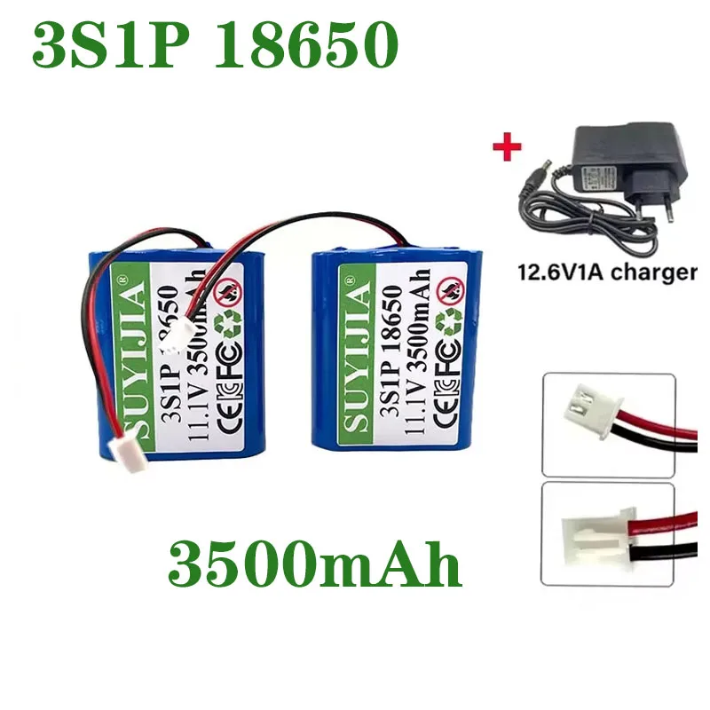 

11.1V 3500mAh 3S1P Lithium-ion Battery Pack W/ BMS for Backup Power Ups CCTV Camerar Speaker Bluetooth 12.6V Charger