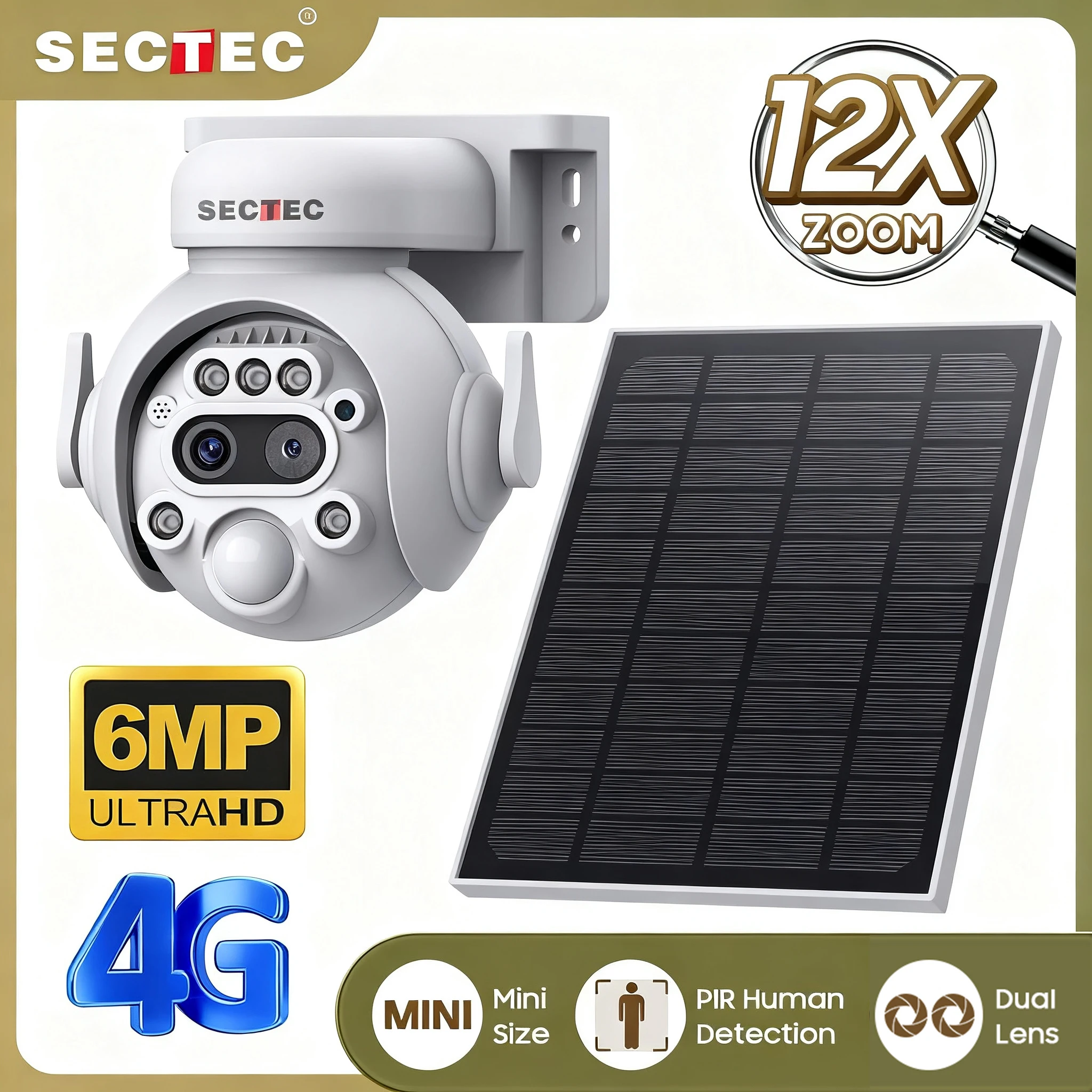 4K 6MP 4G Solar Security Cameras Wireless Outdoor 360° View Animal Monitoring Camouflage Color Battery PTZ Came