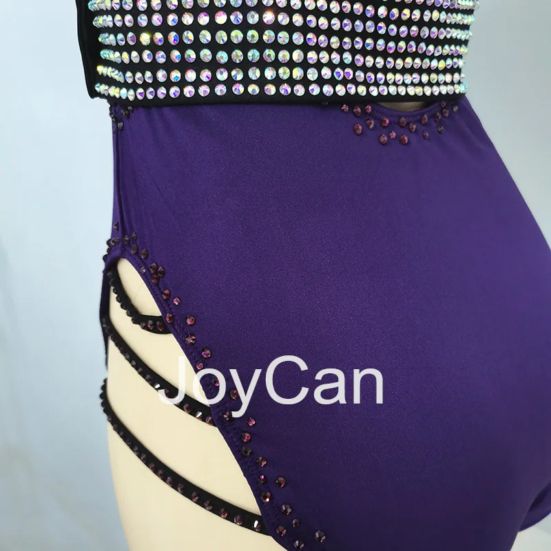 JoyCan Lyrical Dance Dress Dark Purple Jazz Dance Costume Pole Dancing Clothes Girl Performance Training