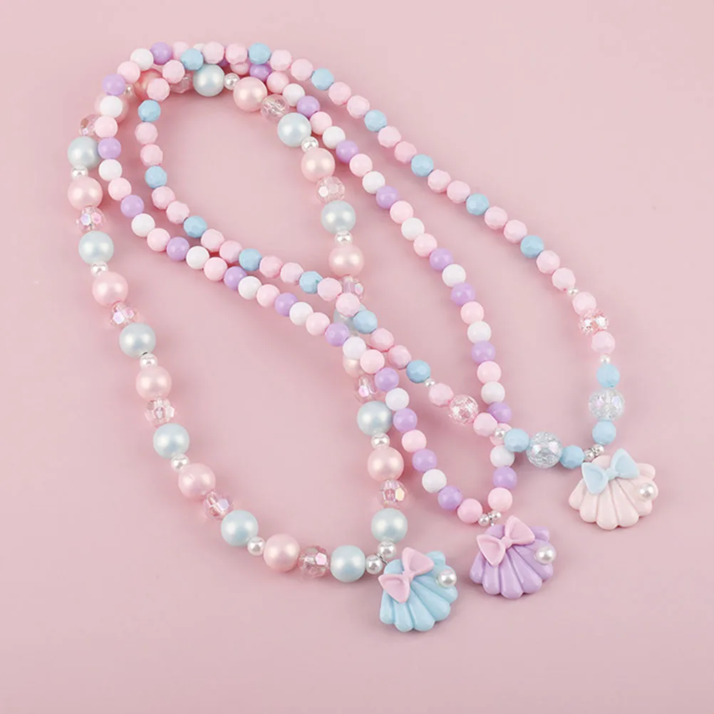 

1Set Pearl Shell Necklace Beaded Bracelet Kit Colorful Acrylic Jewelry for Girls Everyday Party Wear Necklace and Bracelet Set