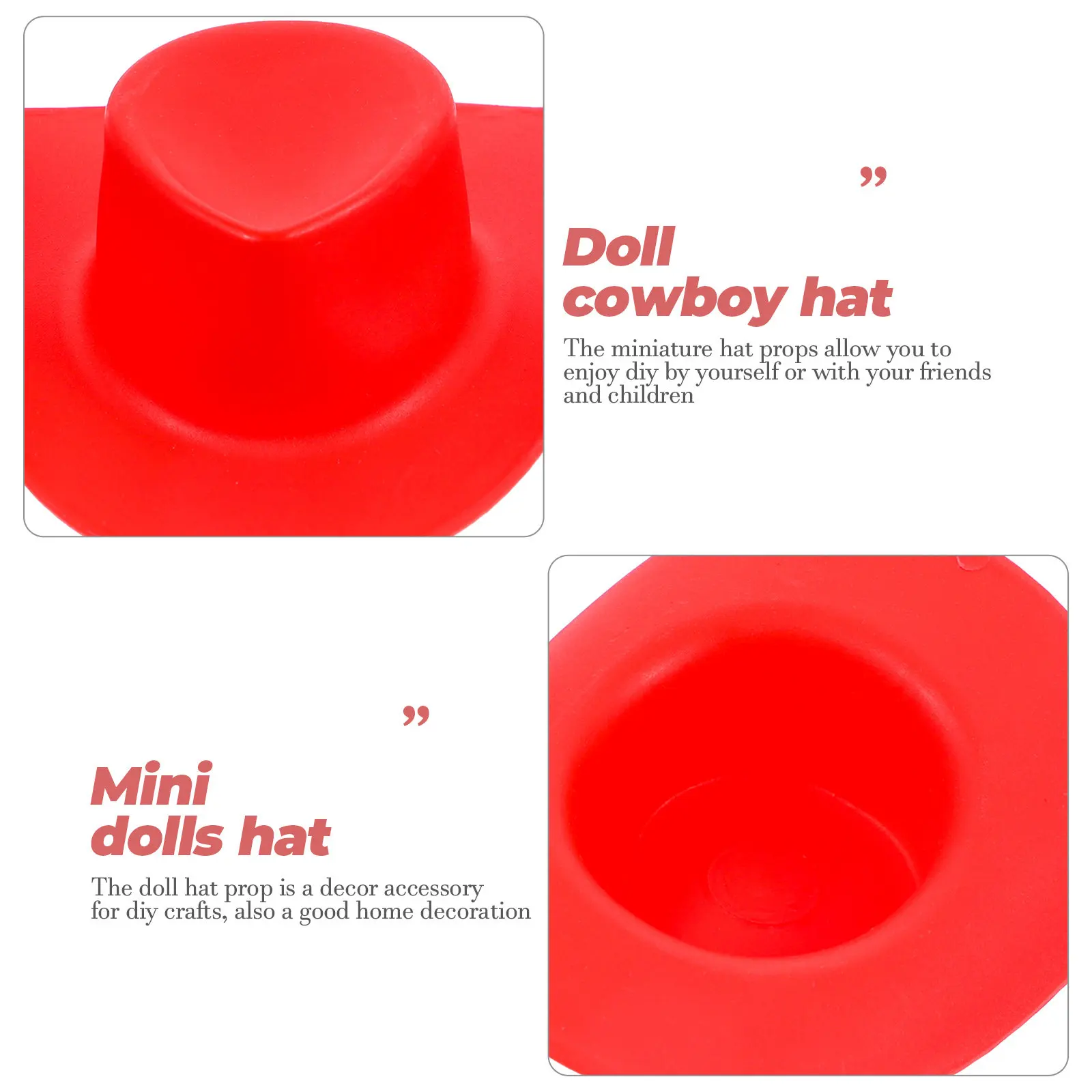 10Pcs Mini Cowboy Hats Plastic Lightweight Stable Small Western Hat Crafts Party Decorations Tiny Hats Dress Up Hat