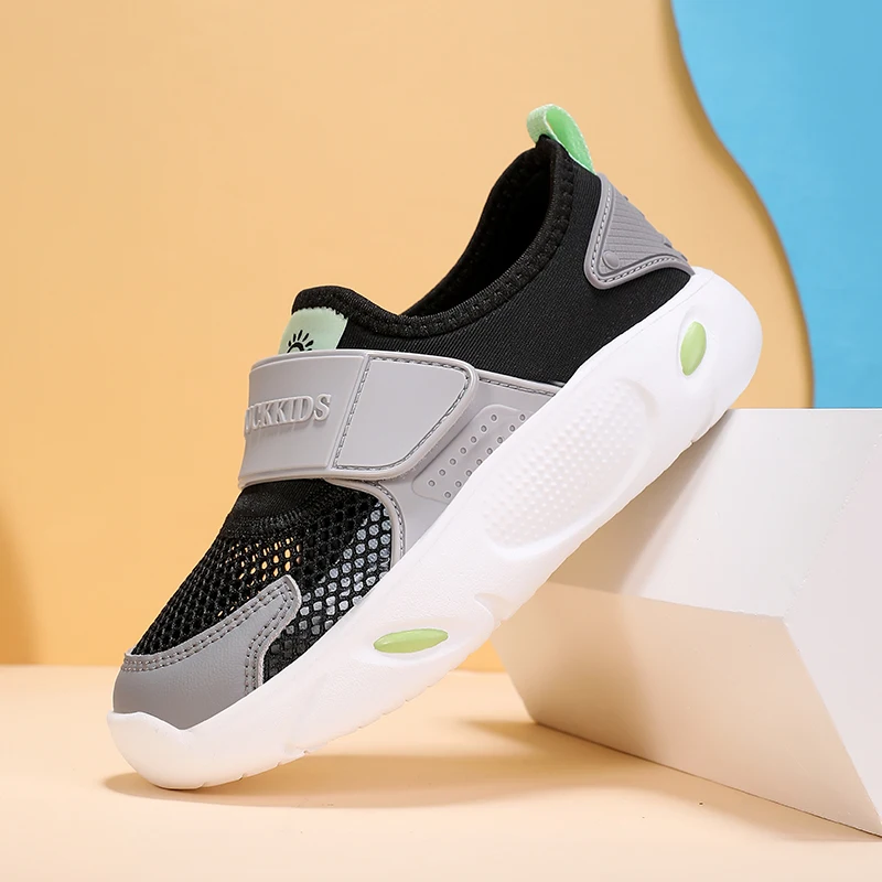 

Новые детские кроссовки, летняя дышащая детская повседневная обувь с сеткой, кроссовки с цветными блоками, эластичные удобные противоскользящие кроссовки