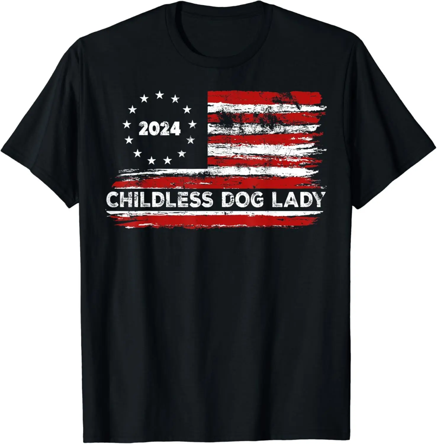 Childless Dog Lady US flag Vintage 2024 Unisex T-Shirt