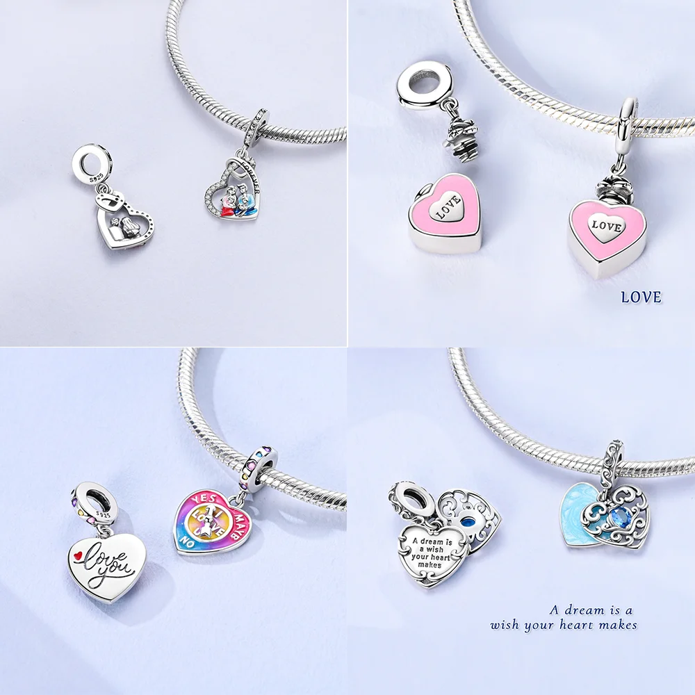 جديد 925 الفضة تألق المكعب السحري الحب سحر الأحمر القلب الخرز DIY للنساء الأصلي سوار غرامة مجوهرات هدية اكسسوارات #2