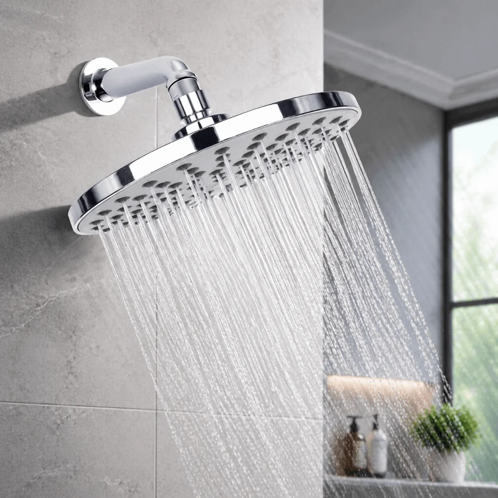 

8 Inch Round Round Shower Head Premium Material Chrome Plated Finish Concealed Mount Showerhead Rustproof Performance