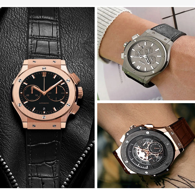 Watch accessories men 19mm x 25mm leather strap for Hublot series fashion business ladies rubber sports strap with Logo on Tool